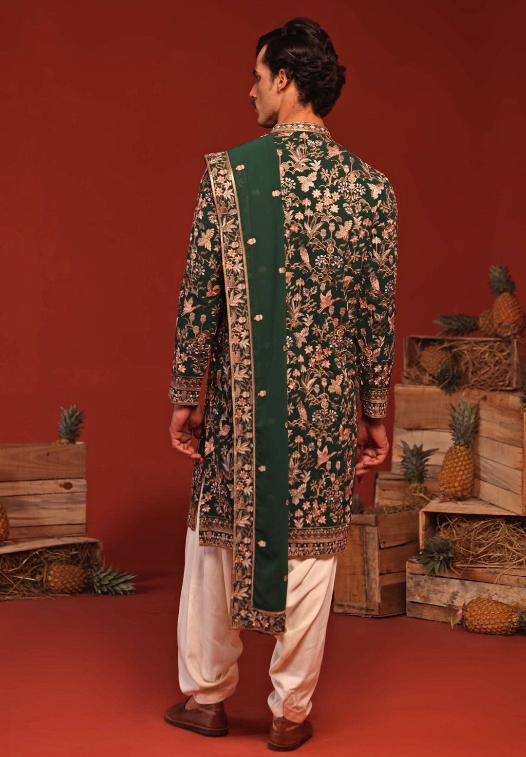 Bottle Green Embroidered Kurta Patiala Pant Set Kalpraag - Fabilicious Fashion