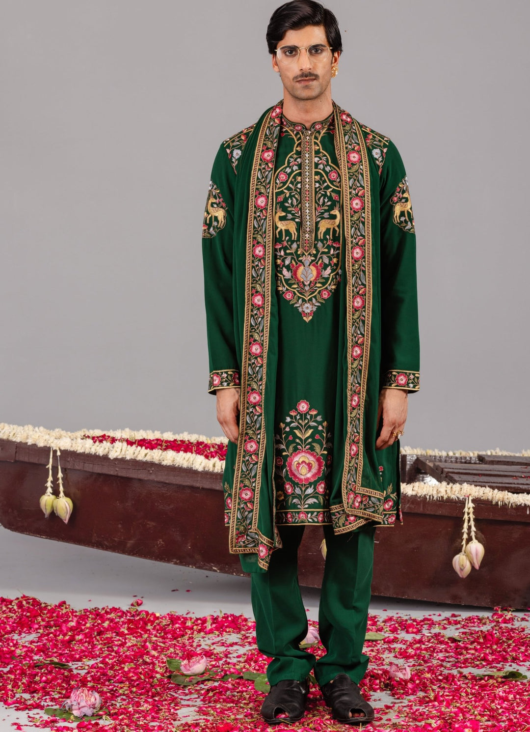 Bottle Green Georgette Kurta Pant Set Kalpraag - Fabilicious Fashion