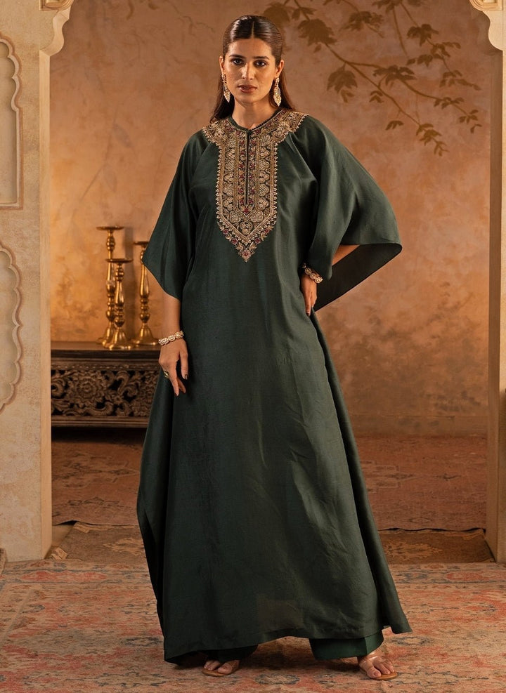 Angad Singh Bottle Green Silk KaftanFabilicious Fashion