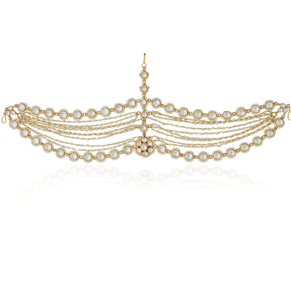 Bridal Three Layers Pearl Mathapatti Riana by Shikha Jindal - Fabilicious Fashion
