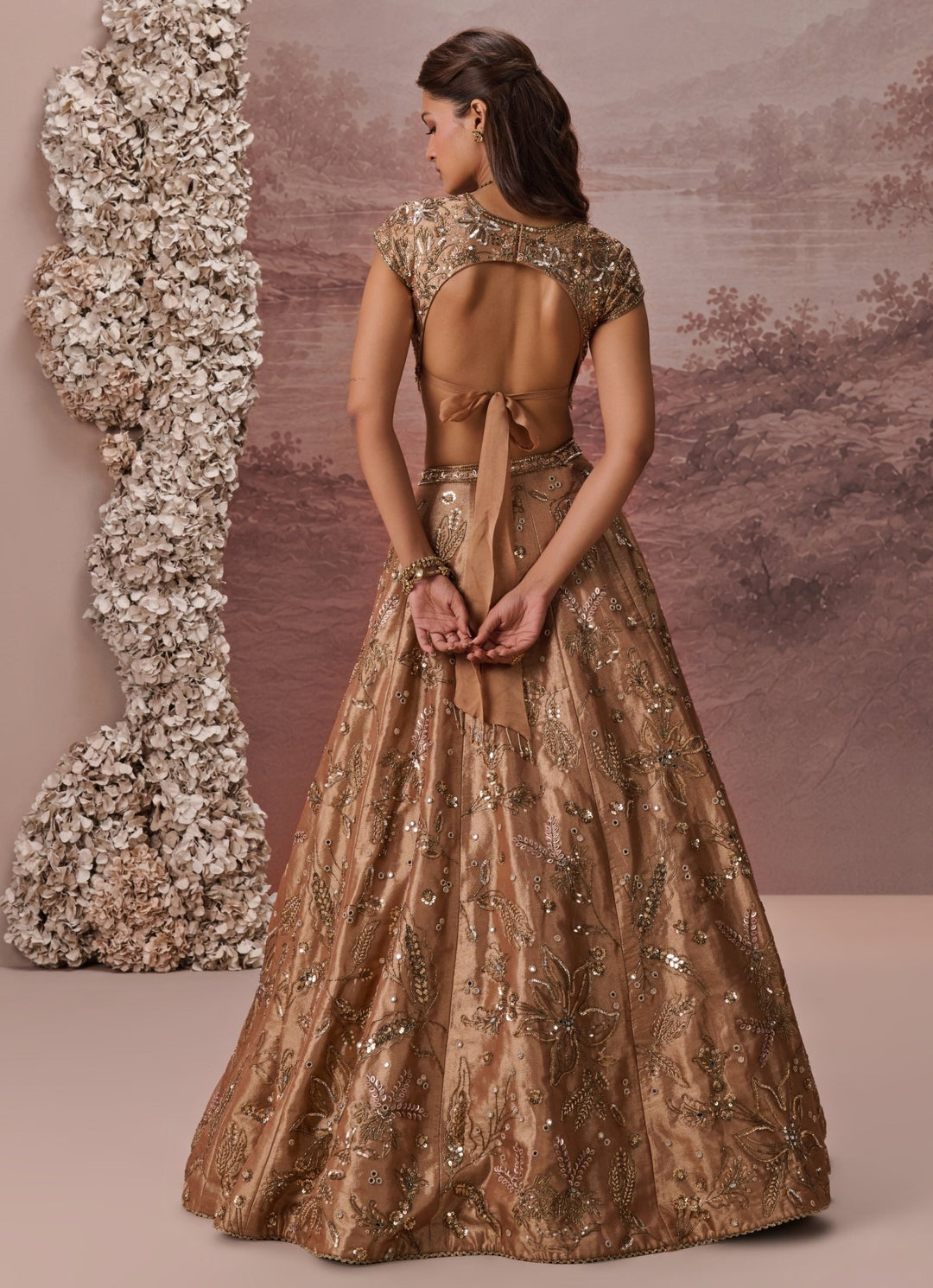 Parul Gandhi Bronze Gold Silk Tissue LehengaFabilicious Fashion