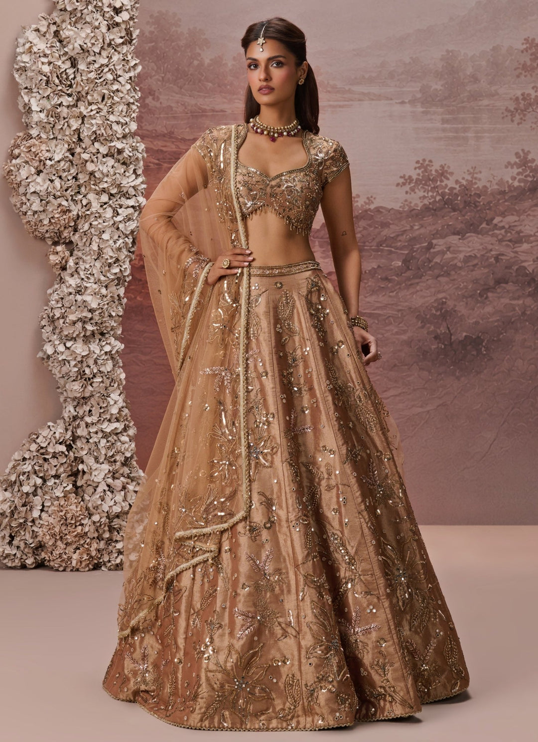 Parul Gandhi Bronze Gold Silk Tissue LehengaFabilicious Fashion