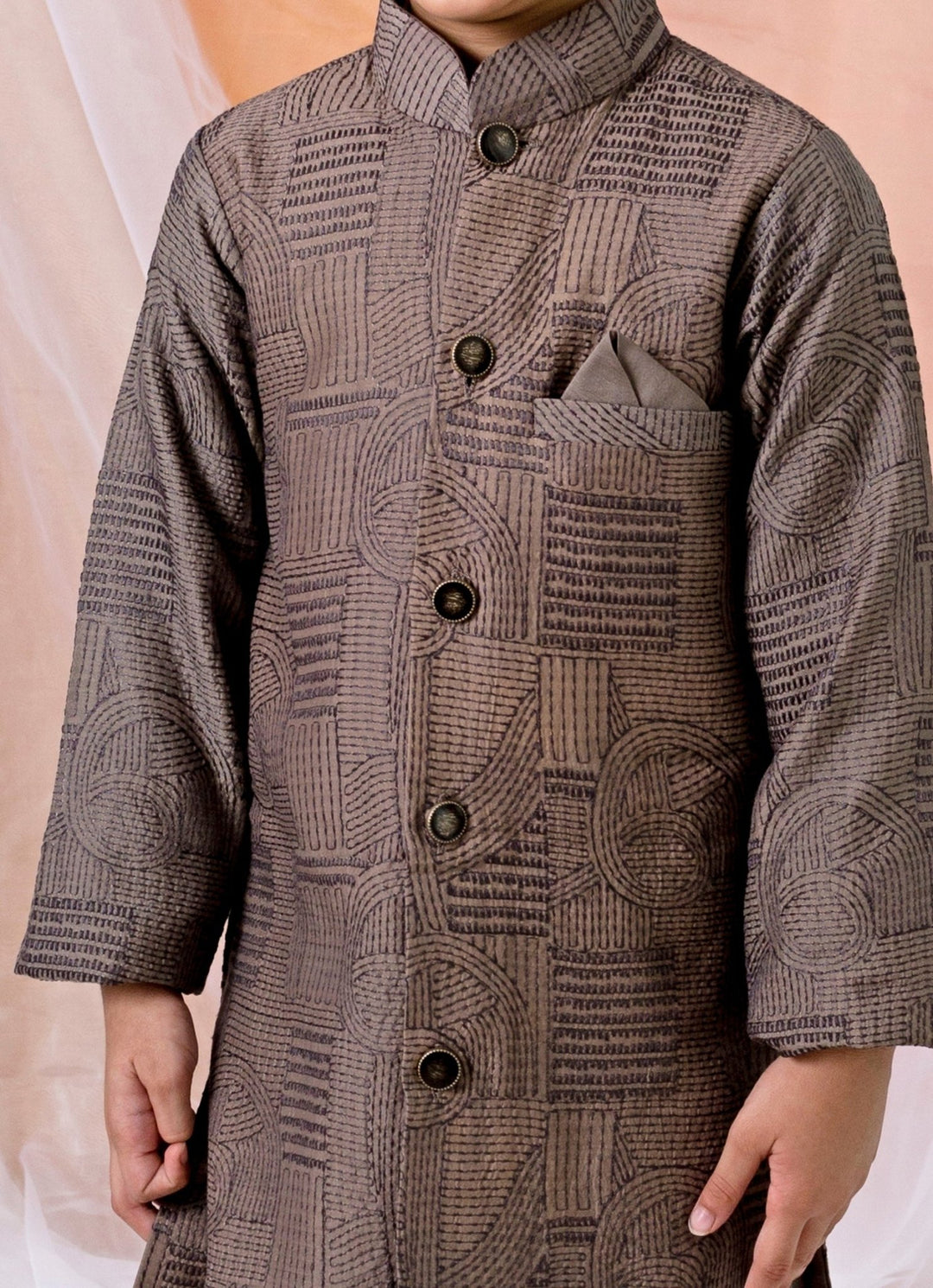 Chotibuti Brown Cotton Silk Sherwani SetFabilicious Fashion