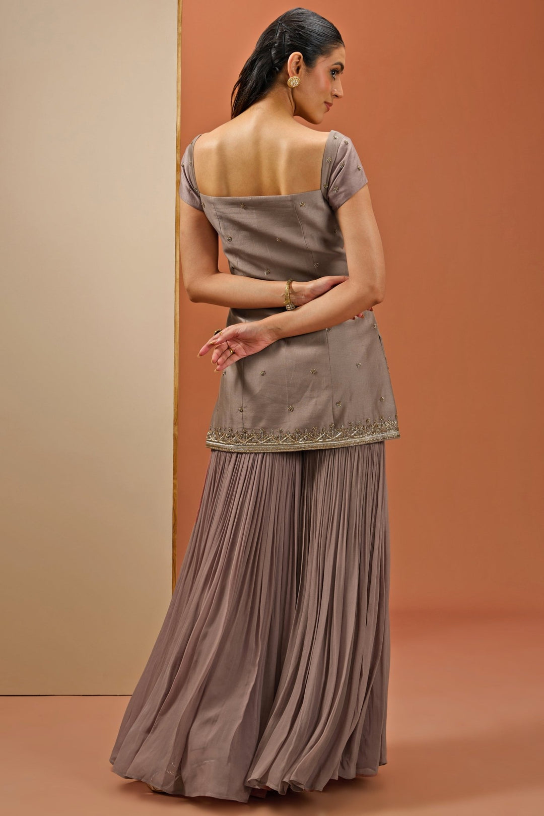 Brown Embellished Corset Kurta Sharara Set Esha Koul - Fabilicious Fashion