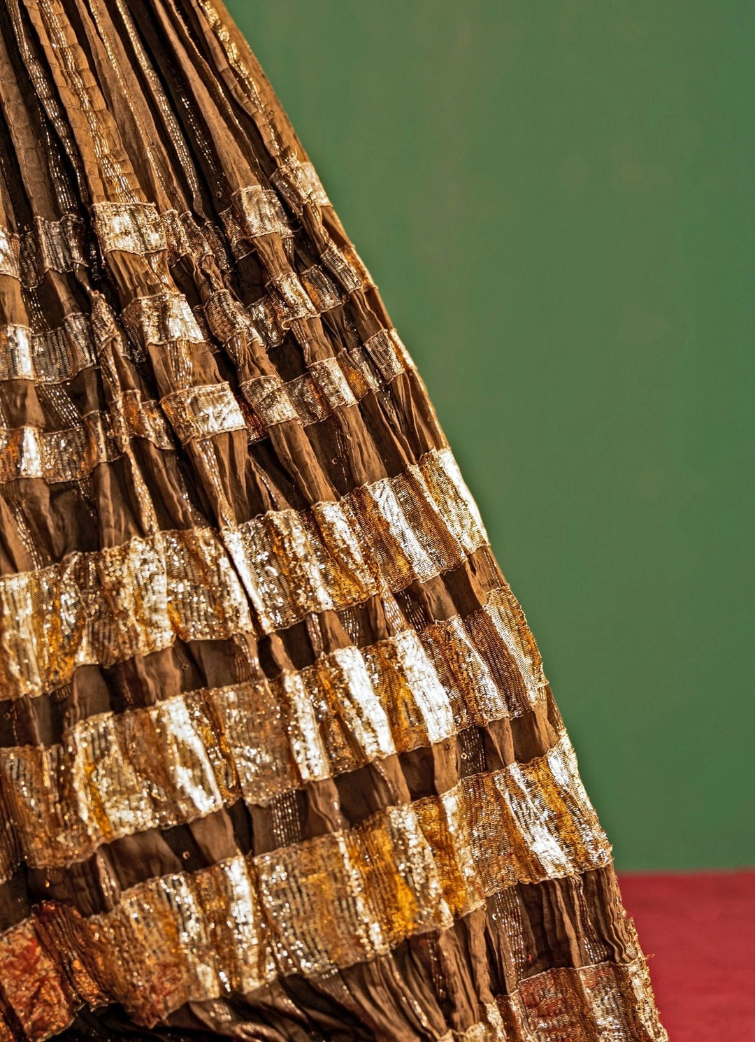 Brown Embroidered Chanderi Lehenga Set Studio Bagechaa - Fabilicious Fashion
