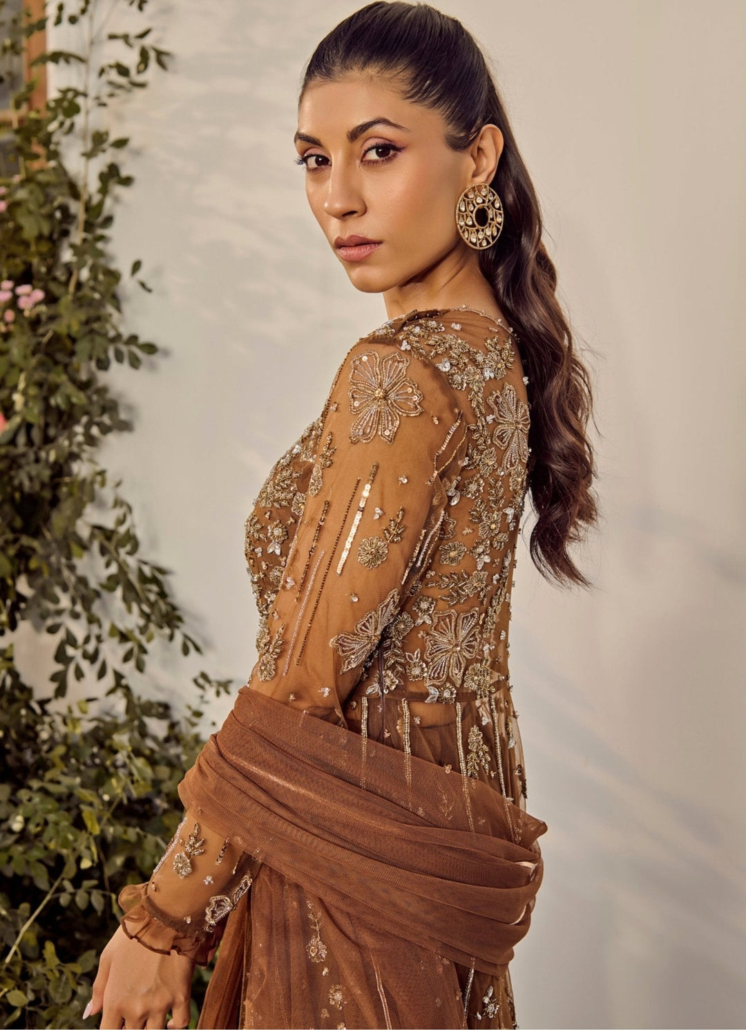 Brown Embroidered Kurta Sharara Set Parul Gandhi - Fabilicious Fashion