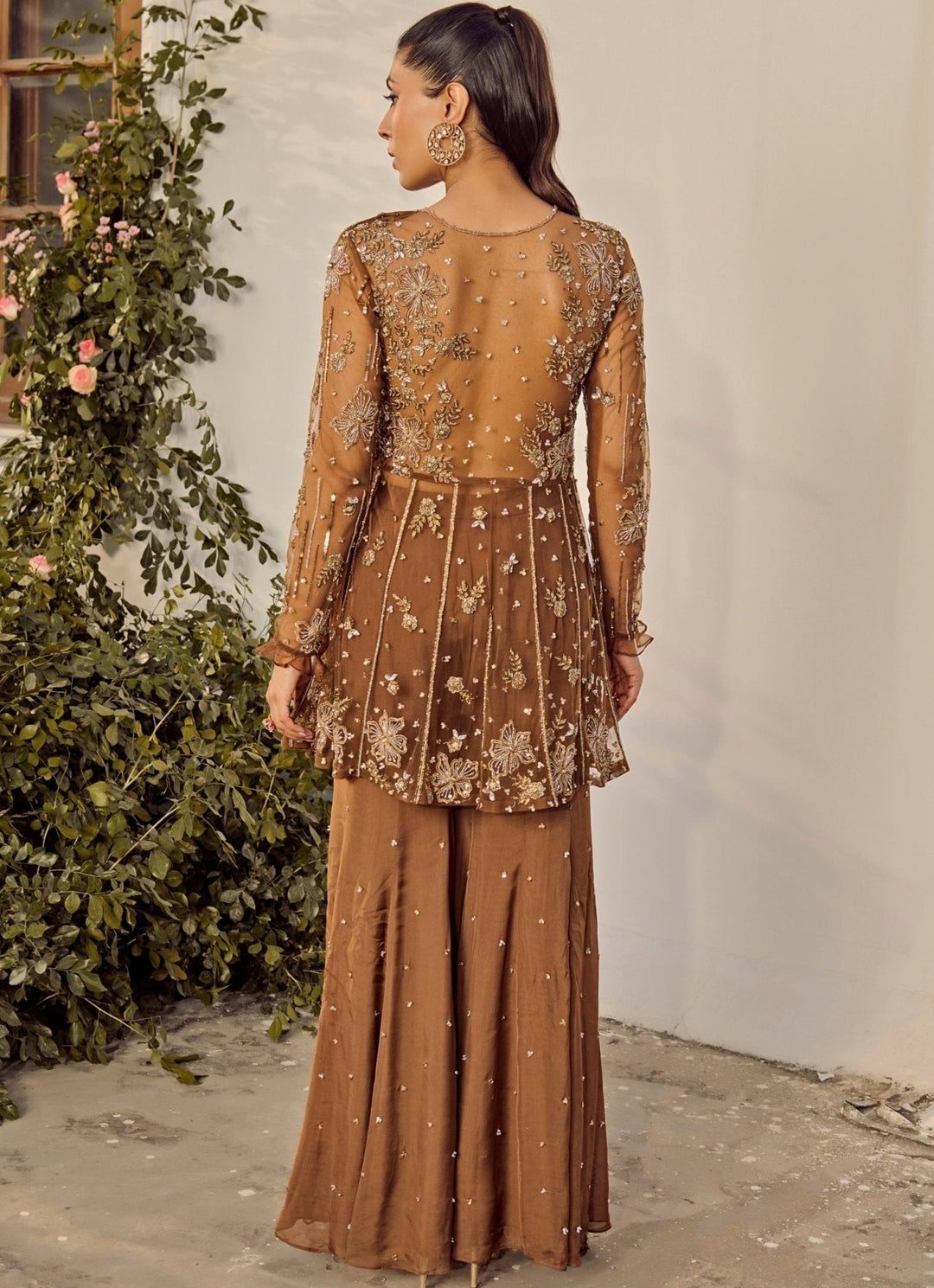Brown Embroidered Kurta Sharara Set Parul Gandhi - Fabilicious Fashion