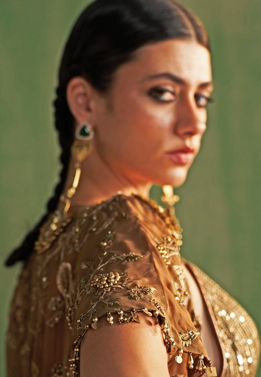 Brown Embroidered Lehenga Set With Cape Studio Bagechaa - Fabilicious Fashion