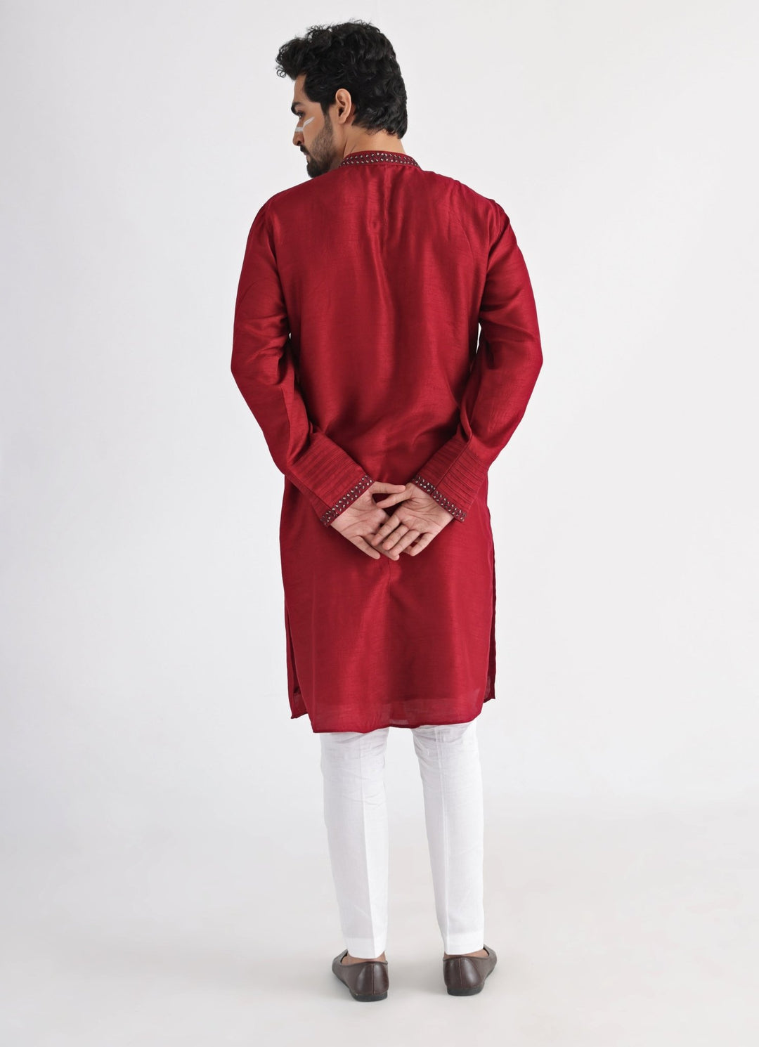 Brown Embroidered Nehru Jacket And Kurta Set Smriti - Fabilicious Fashion