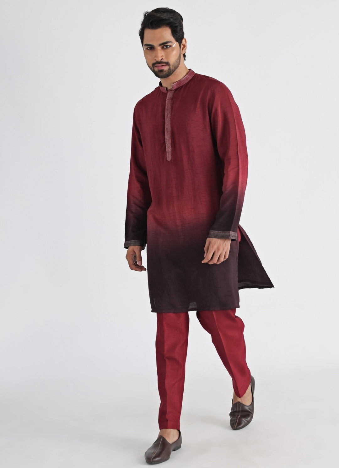 Brown Embroidered Nehru Jacket With Kurta Set Smriti - Fabilicious Fashion