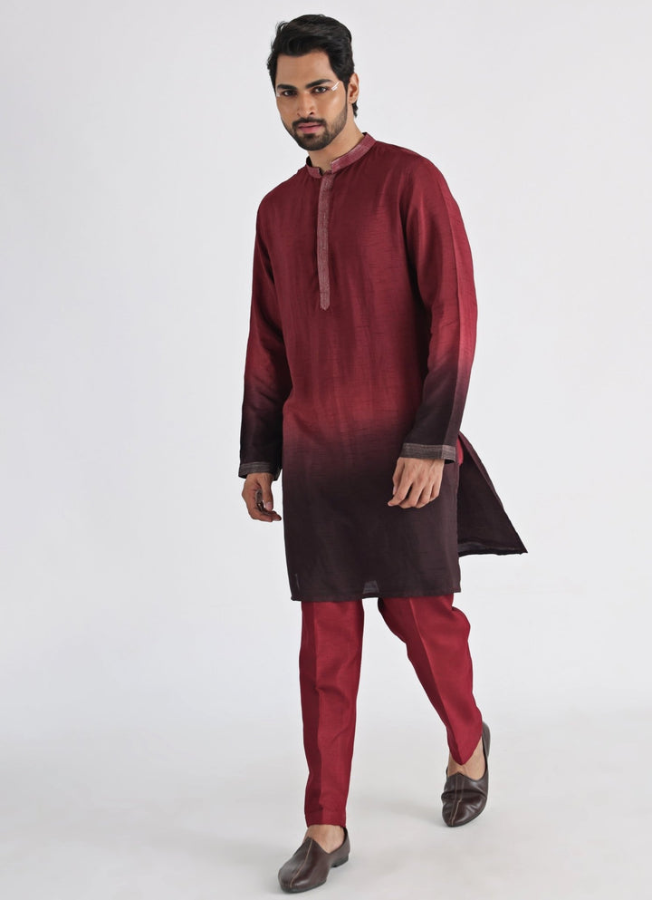 Brown Embroidered Nehru Jacket With Kurta Set Smriti - Fabilicious Fashion