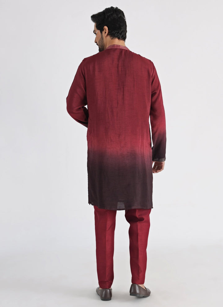 Brown Embroidered Nehru Jacket With Kurta Set Smriti - Fabilicious Fashion