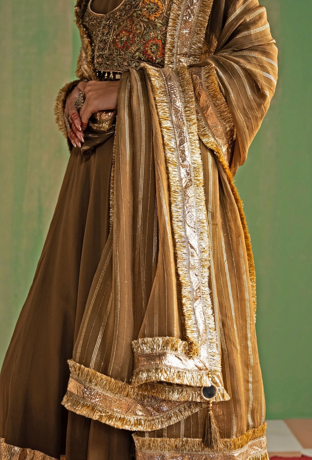 Brown Embroidered Silk Anarkali Set Studio Bagechaa - Fabilicious Fashion