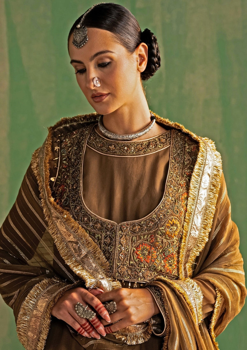 Brown Embroidered Silk Anarkali Set Studio Bagechaa - Fabilicious Fashion