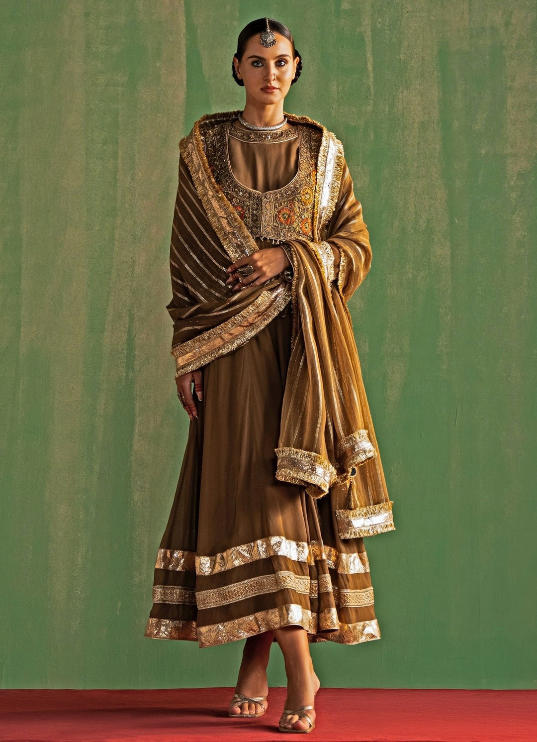 Brown Embroidered Silk Anarkali Set Studio Bagechaa - Fabilicious Fashion