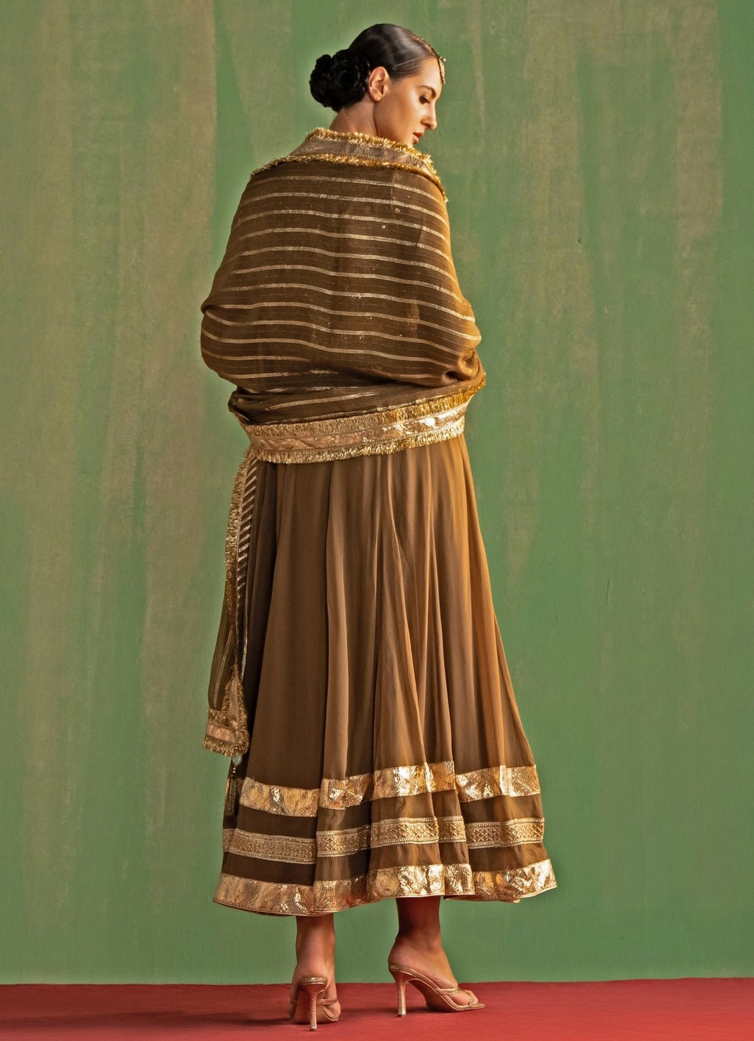 Brown Embroidered Silk Anarkali Set Studio Bagechaa - Fabilicious Fashion