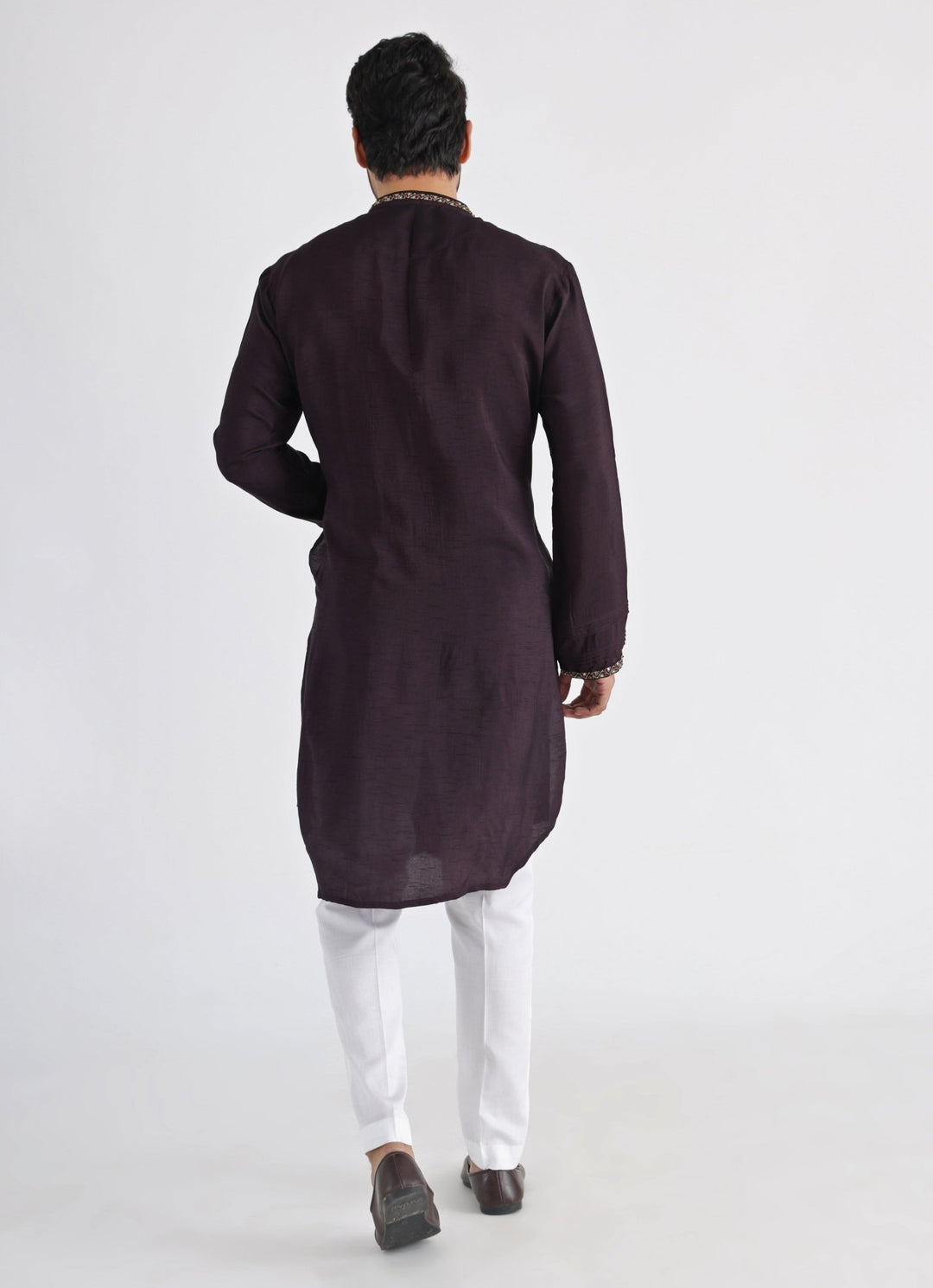 Brown Embroidered Silk Kurta Pant Set Smriti - Fabilicious Fashion
