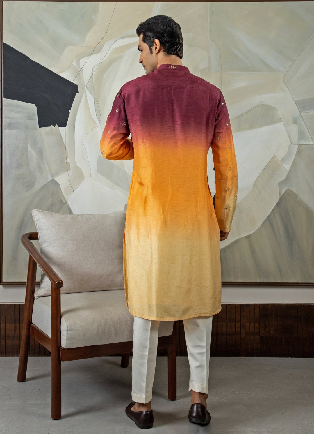 Brown Ombre Embroidered Kurta Pant Set Smriti - Fabilicious Fashion