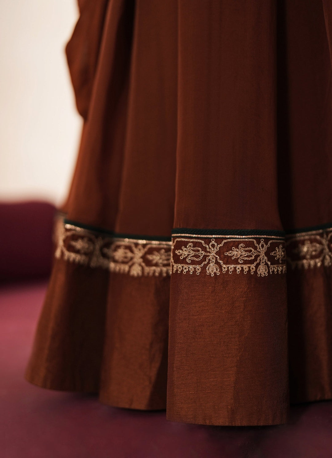 Brown Organza Lehenga Set With Draped Dupatta Isha Gupta Tayal - Fabilicious Fashion