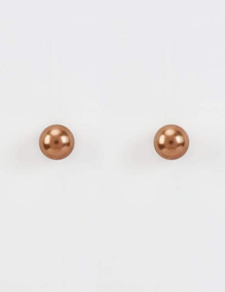 Brown Single Pearl Stud Earrings Vivinia by Vidhi Mehra - Fabilicious Fashion