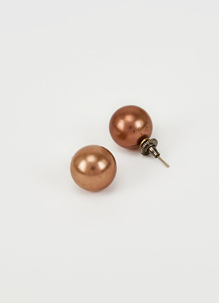 Brown Single Pearl Stud Earrings Vivinia by Vidhi Mehra - Fabilicious Fashion