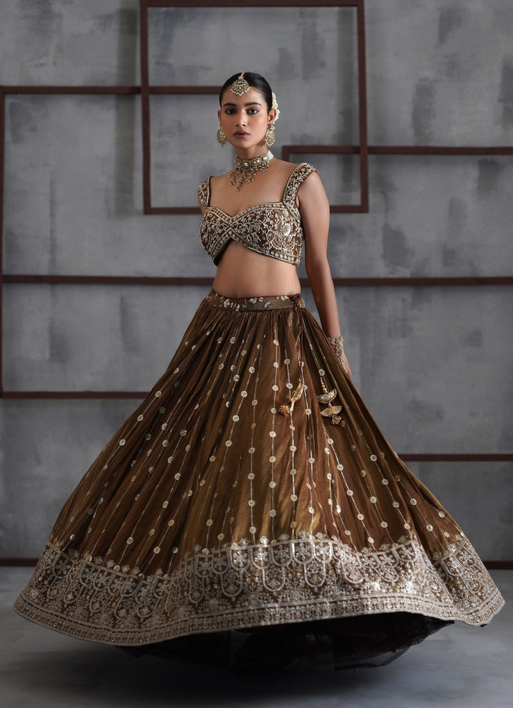 Brown Tissue Lehenga Set Deepika Chadha - Fabilicious Fashion