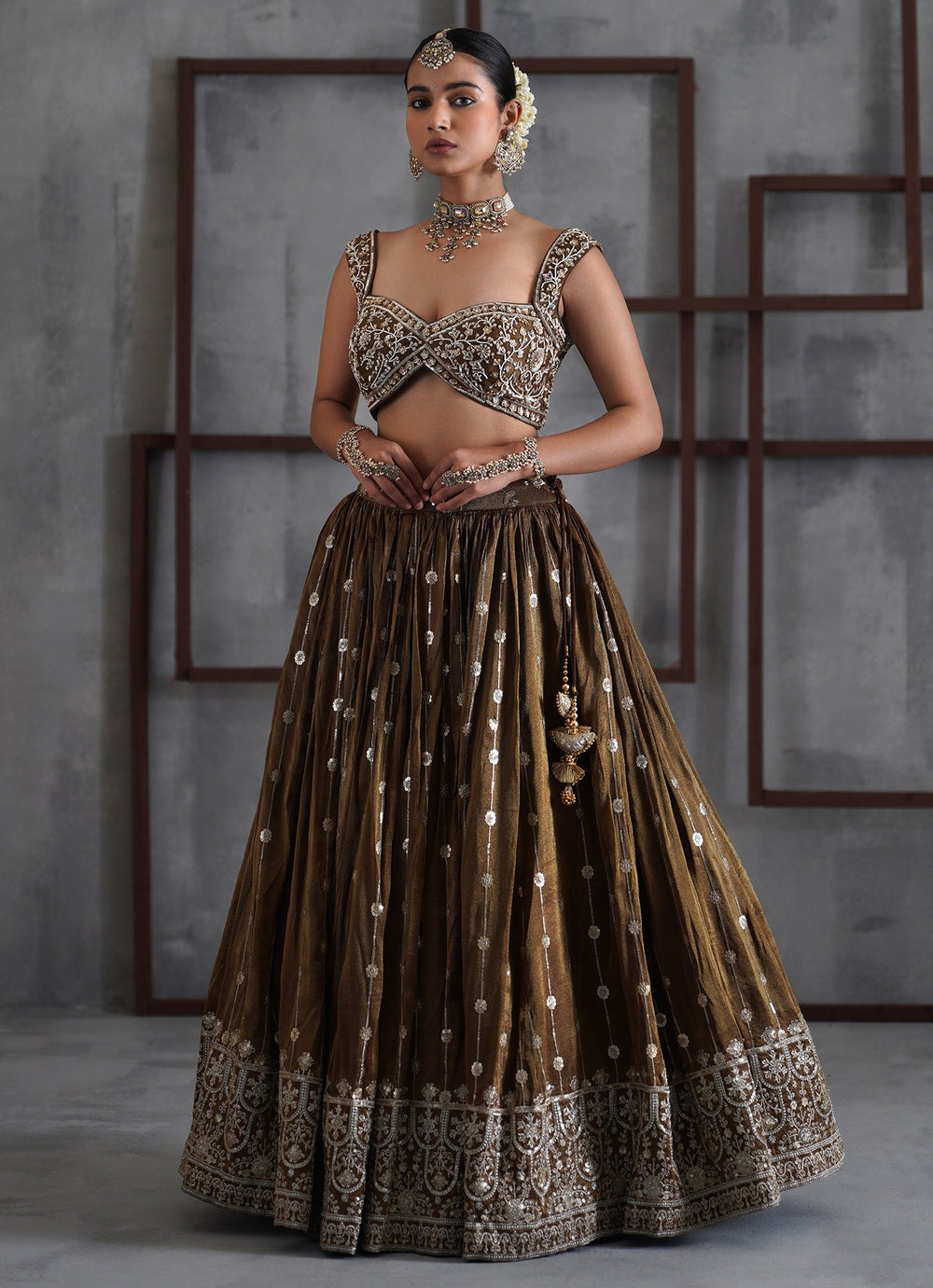 Brown Tissue Lehenga Set Deepika Chadha - Fabilicious Fashion