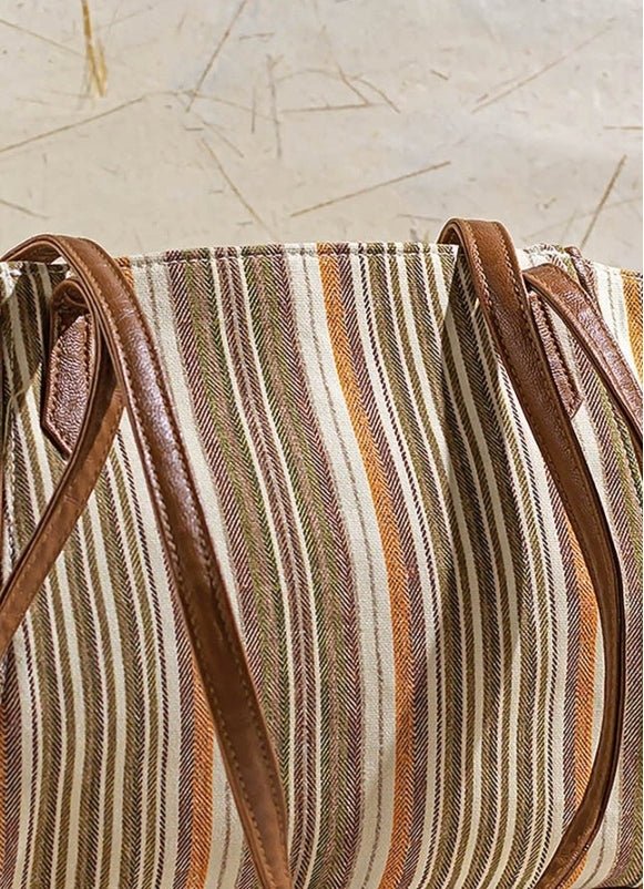 Brown Woven Tote Bag AMYRA - Fabilicious Fashion