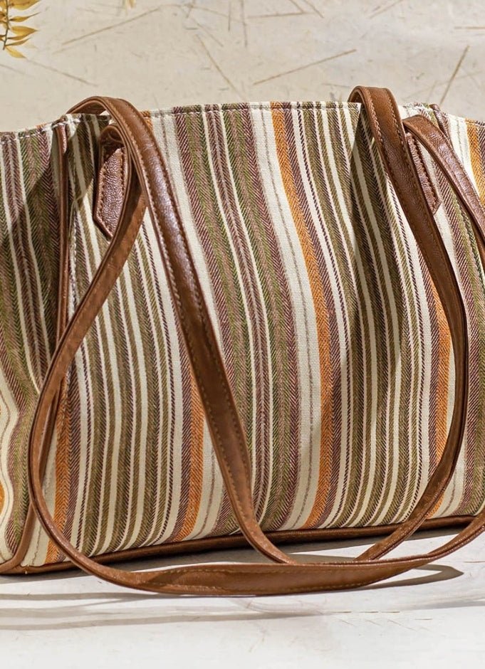 Brown Woven Tote Bag AMYRA - Fabilicious Fashion