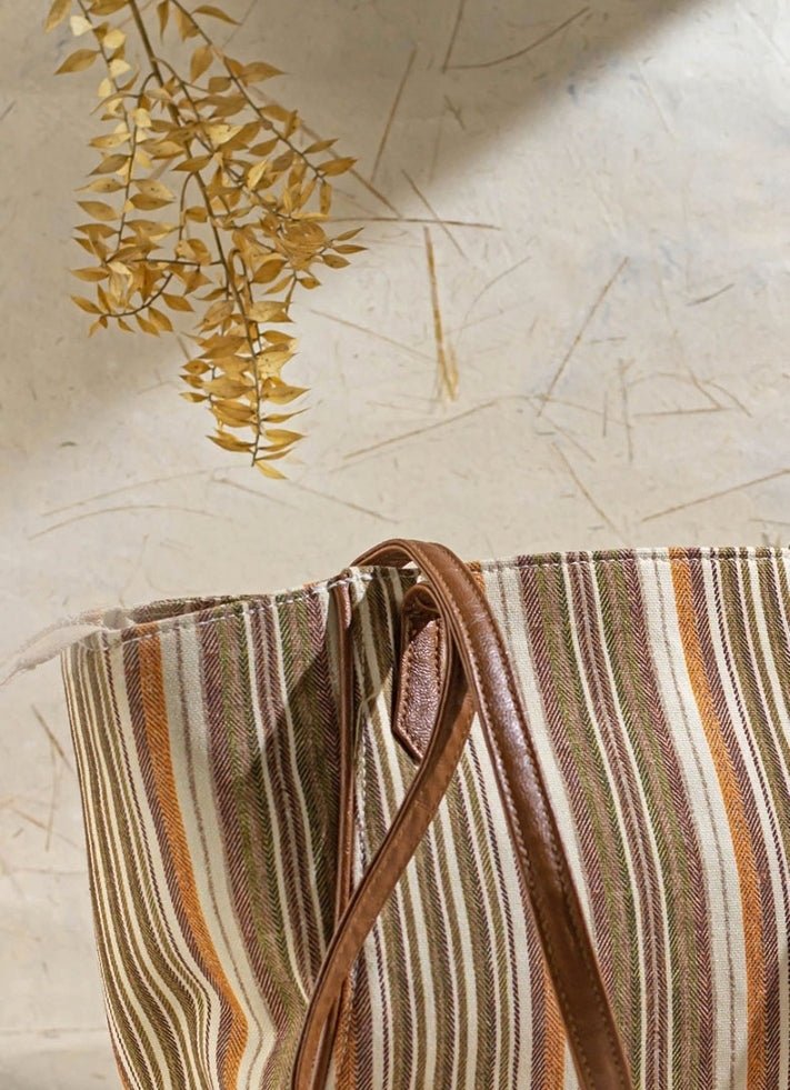 Brown Woven Tote Bag AMYRA - Fabilicious Fashion