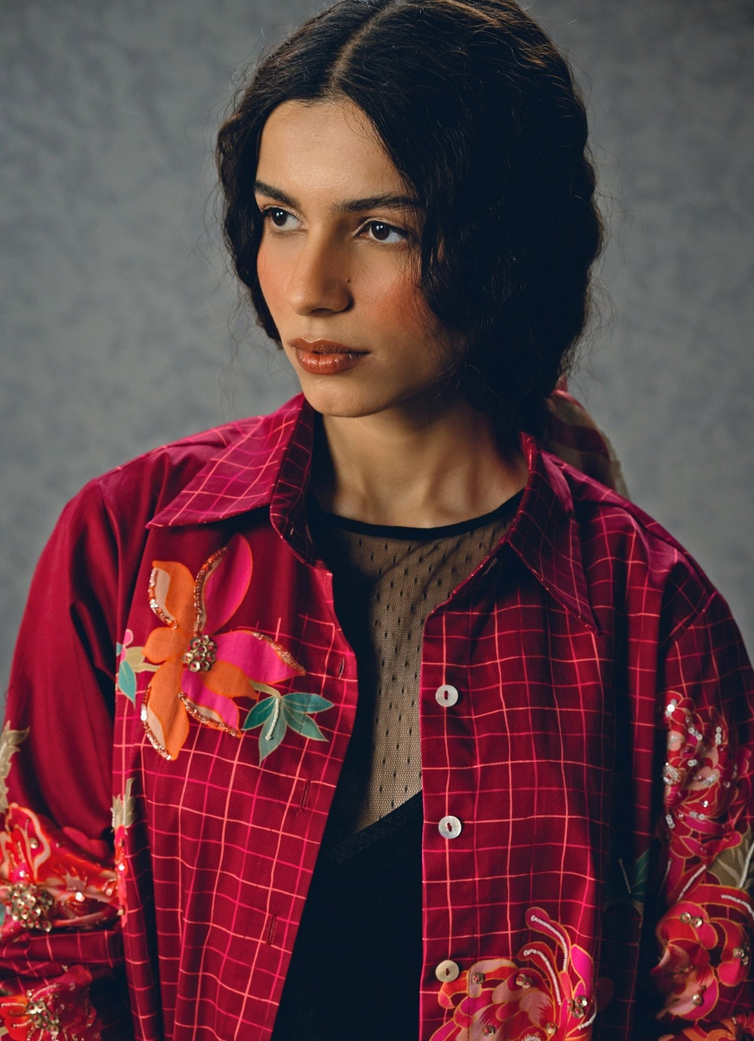 Paulmi and Harsh X Ease — Burgundy Red Floral Printed Shirt – Fabilicious Fashion