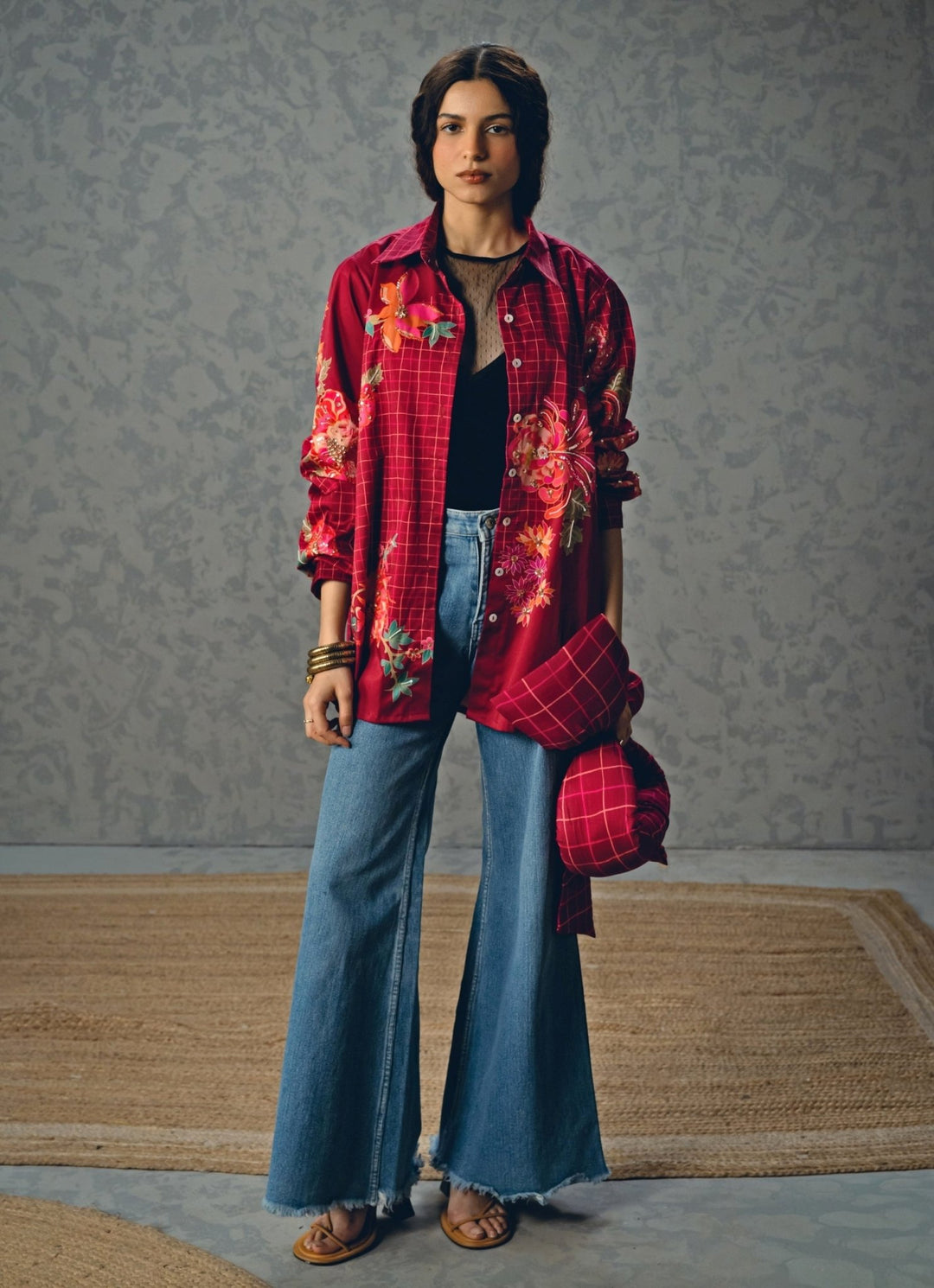 Burgundy Red Floral Printed Shirt Paulmi and Harsh X Ease - Fabilicious Fashion