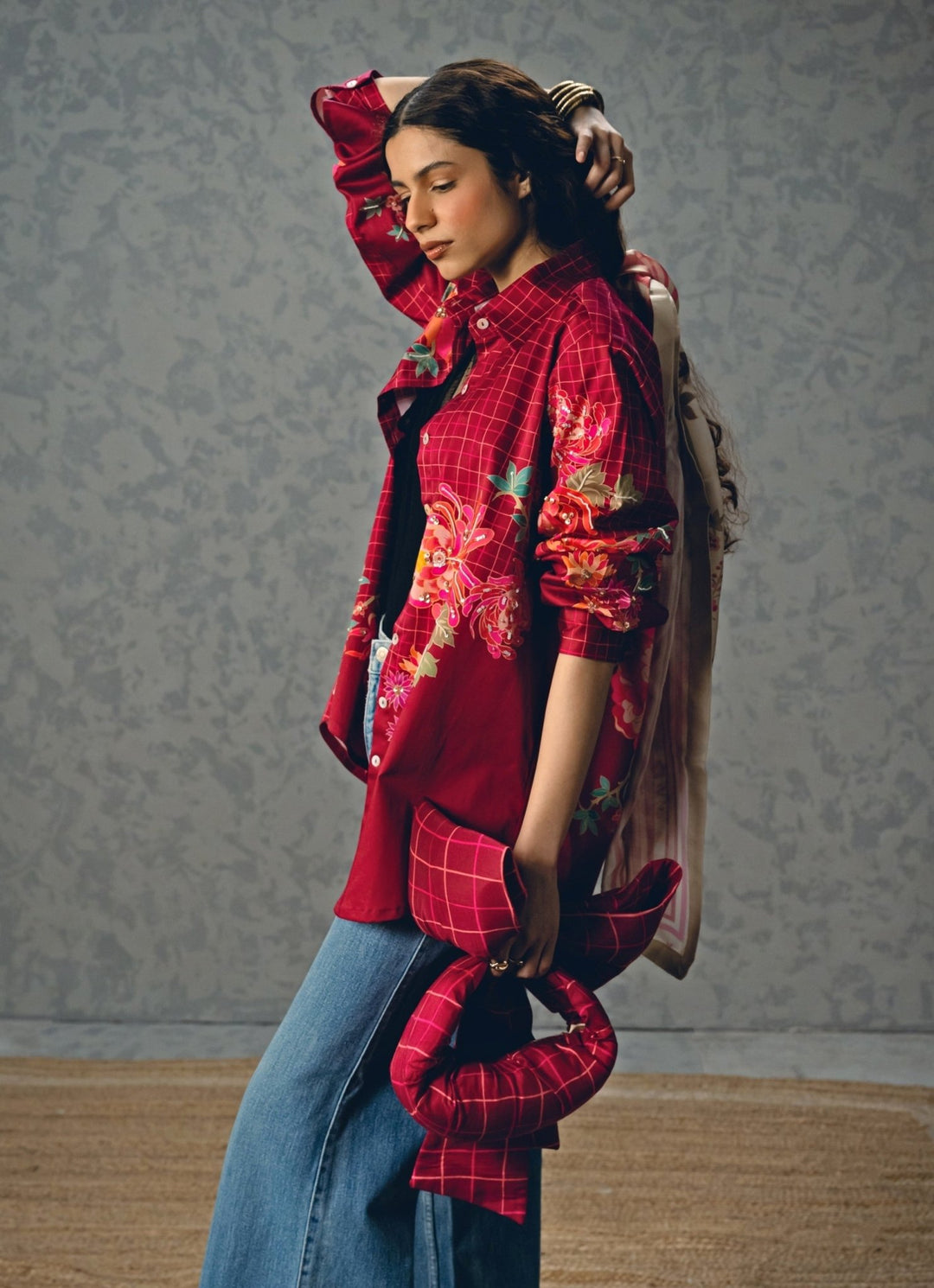 Burgundy Red Floral Printed Shirt Paulmi and Harsh X Ease - Fabilicious Fashion