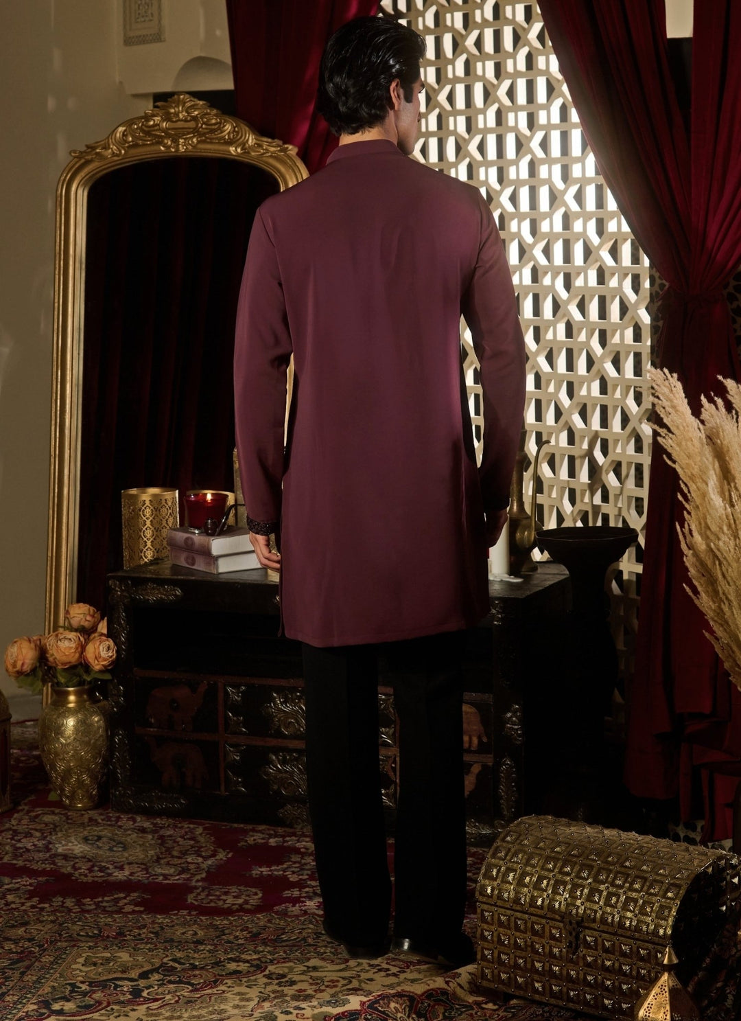Contrast by Parth Burgundy Red Silk Kurta SetFabilicious Fashion