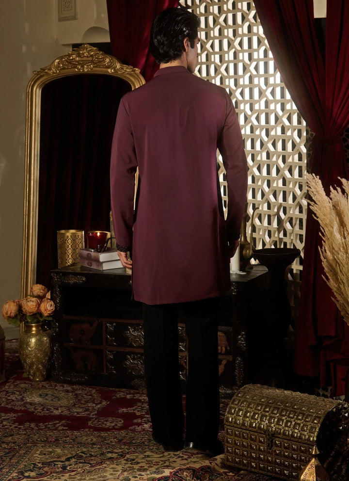 Contrast by Parth Burgundy Red Silk Kurta SetFabilicious Fashion