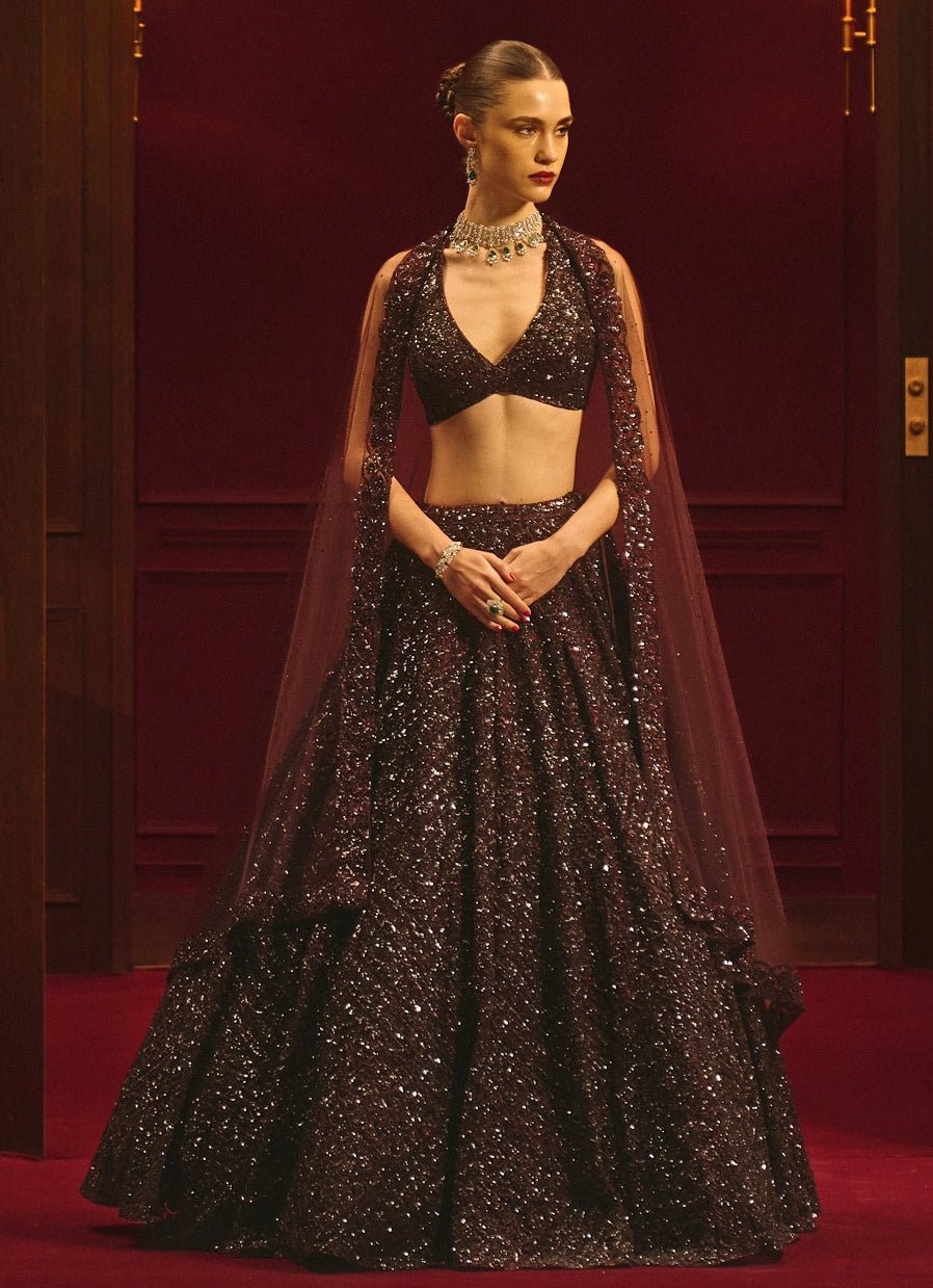Burgundy Red Soft Net Lehenga Angad Singh - Fabilicious Fashion