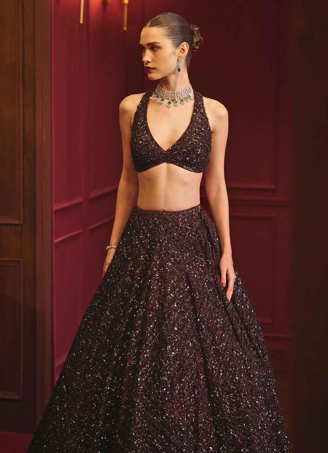 Burgundy Red Soft Net Lehenga Angad Singh - Fabilicious Fashion