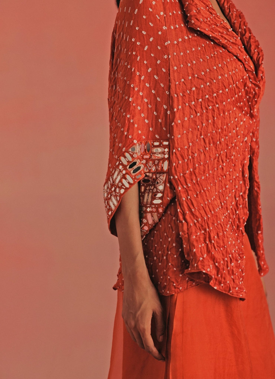 Twenty Nine Burnt Orange Bandhani Palazzo Set With JacketFabilicious Fashion