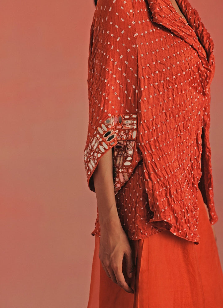 Twenty Nine Burnt Orange Bandhani Palazzo Set With JacketFabilicious Fashion
