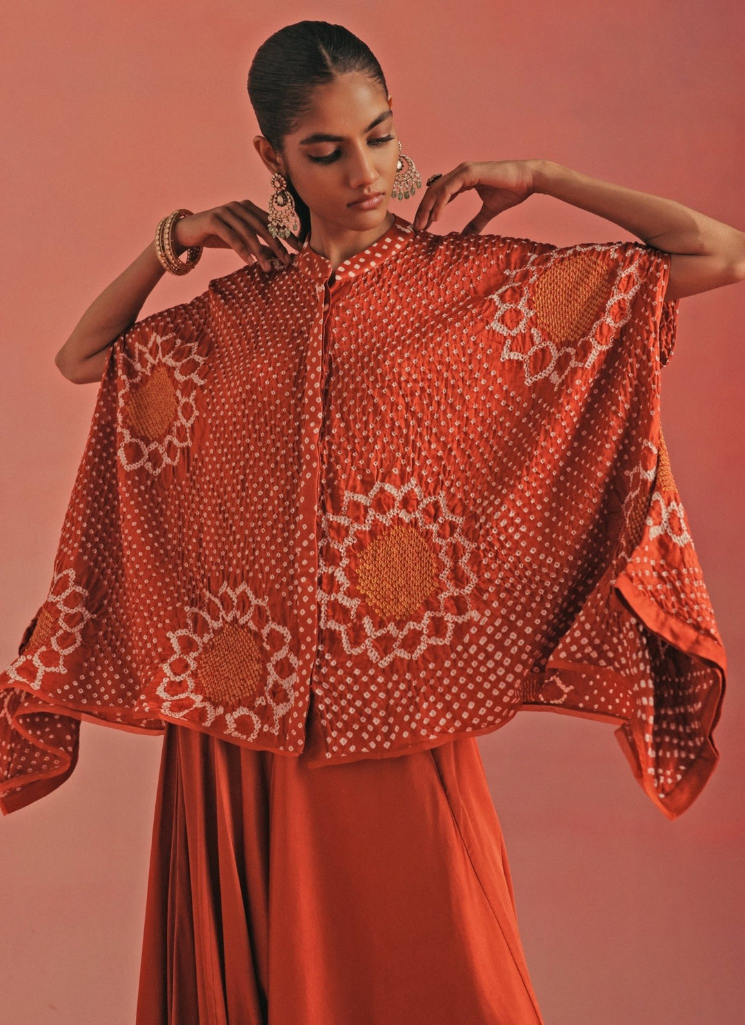 Twenty Nine Burnt Orange Bandhani Tunic With Dhoti SetFabilicious Fashion