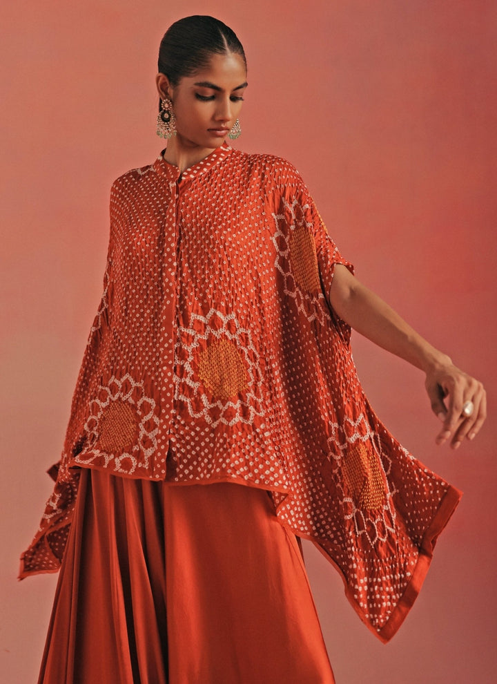 Twenty Nine Burnt Orange Bandhani Tunic With Dhoti SetFabilicious Fashion