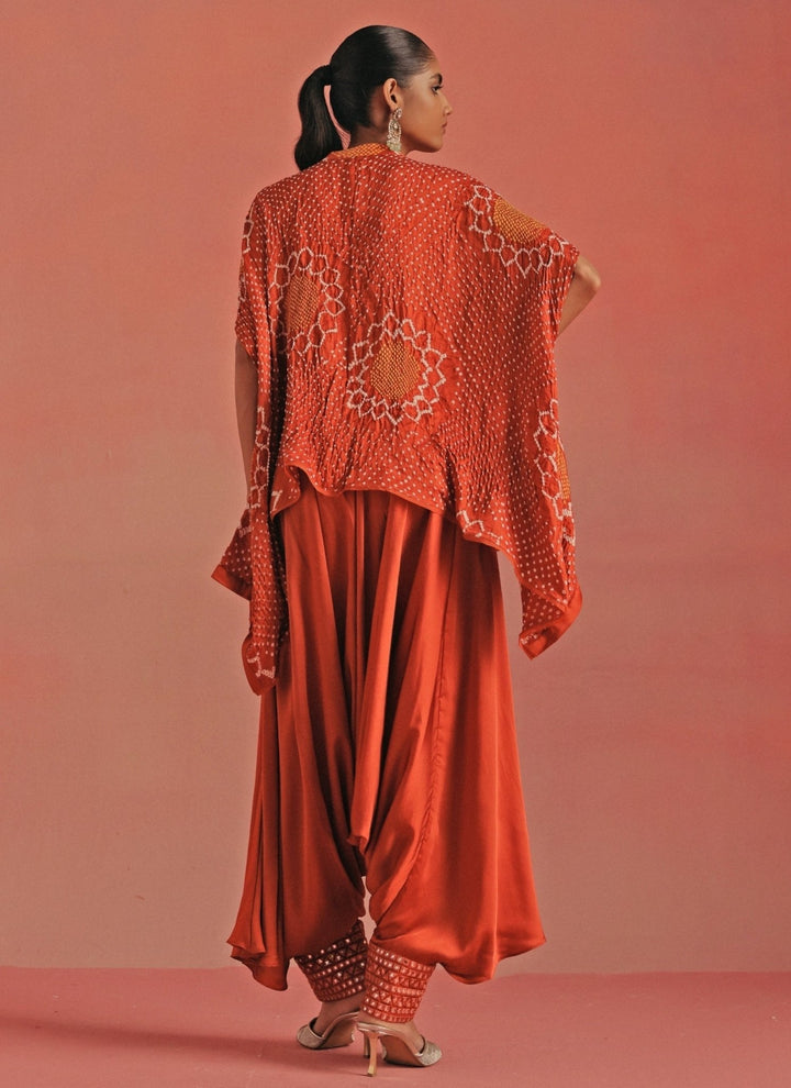 Twenty Nine Burnt Orange Bandhani Tunic With Dhoti SetFabilicious Fashion