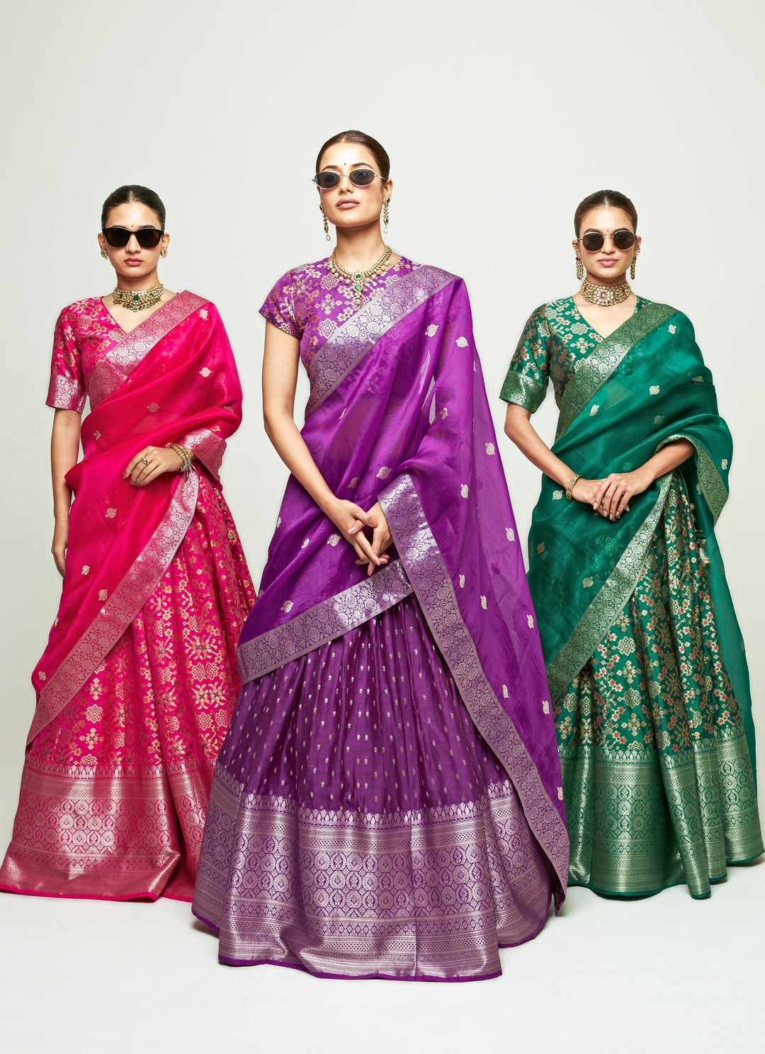 Green Brocade Silk Lehenga Set