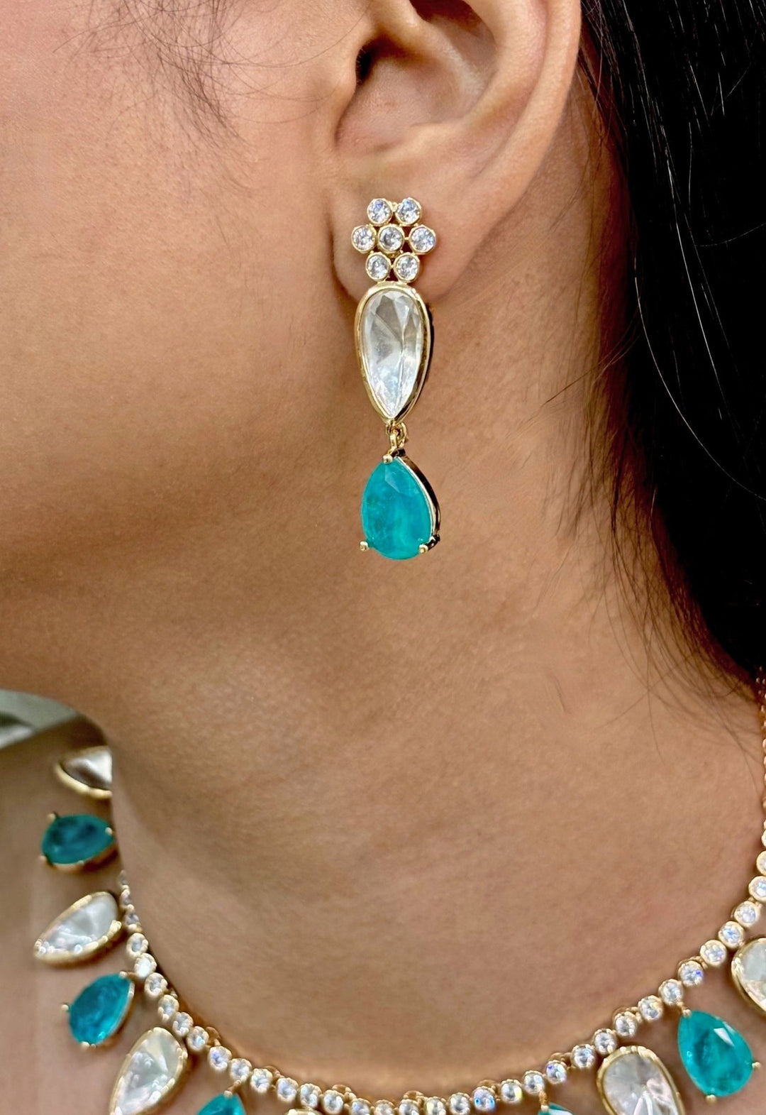Naymee Celestial Blue Polki Necklace SetFabilicious Fashion