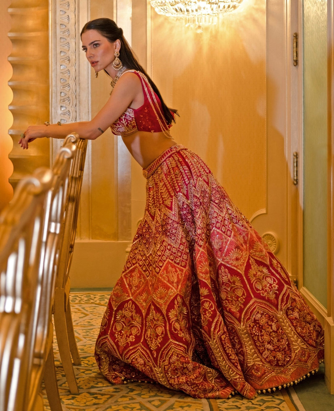 Cerise Pink Embroidered Bridal Lehenga Set Jigar and Nikita - Fabilicious Fashion