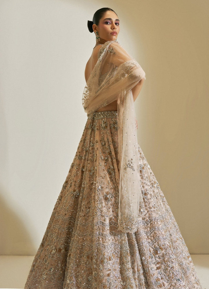 Champagne Crystal Embroidered Lehenga Se Angad Singh - Fabilicious Fashion