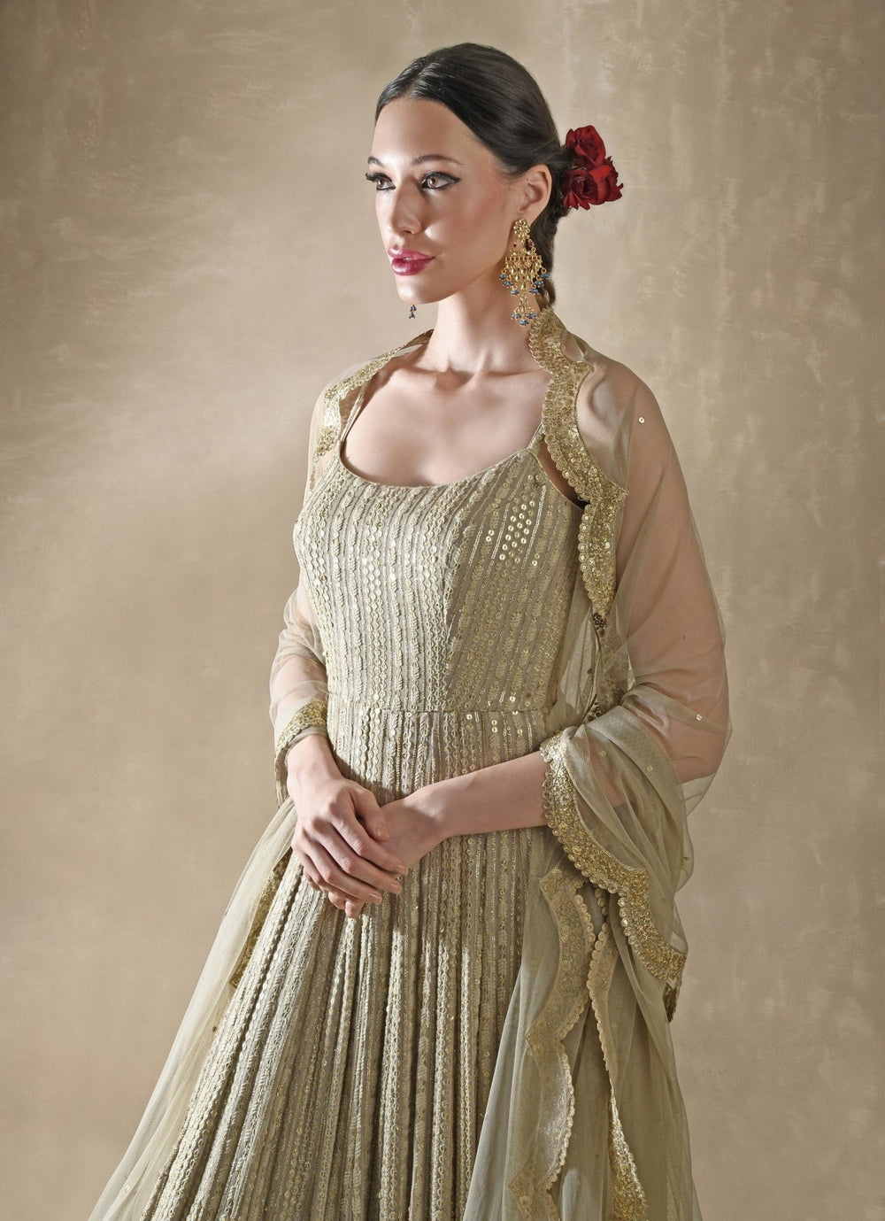 Champagne Gold Anarkali Gown Renee Label - Fabilicious Fashion