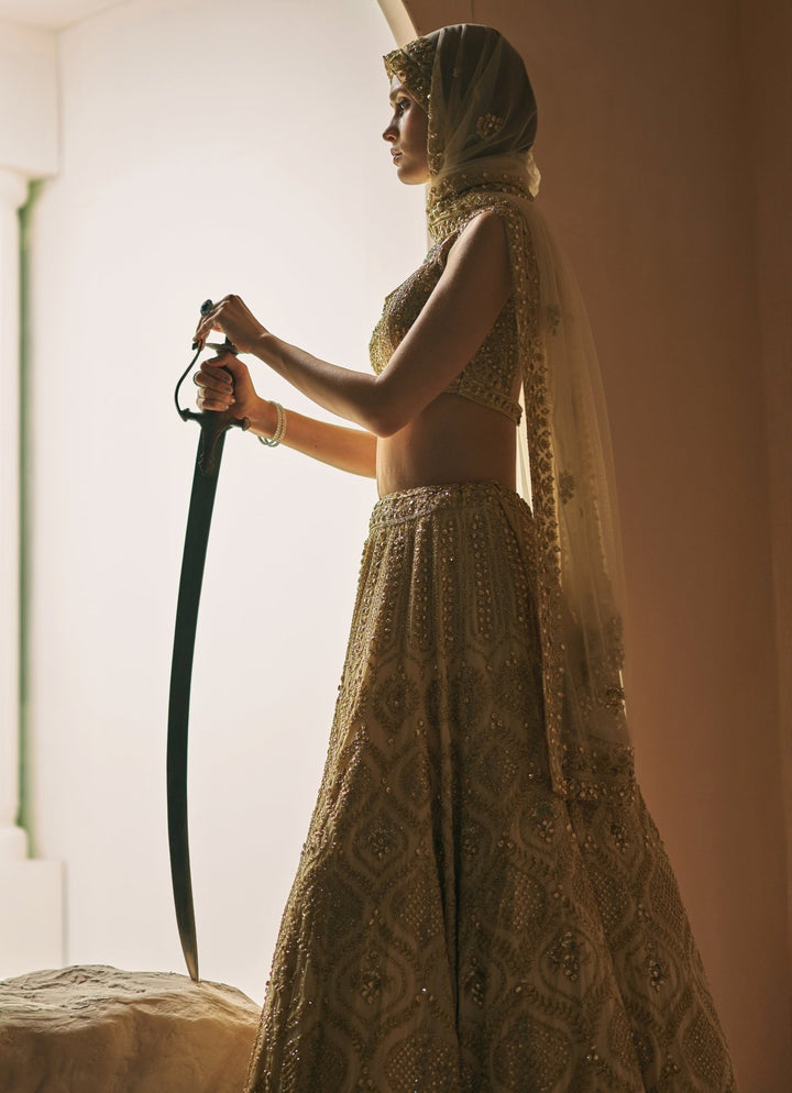 Champagne Gold Embroidered Bridal Lehenga Angad Singh - Fabilicious Fashion