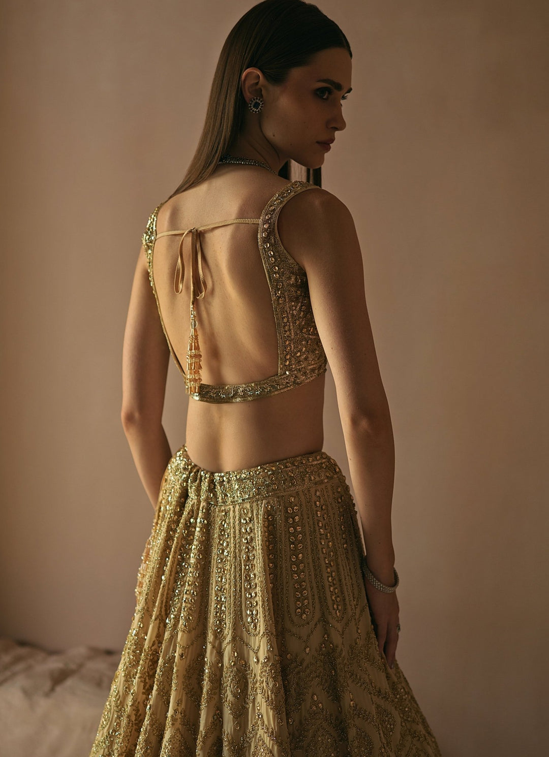 Champagne Gold Embroidered Bridal Lehenga Angad Singh - Fabilicious Fashion