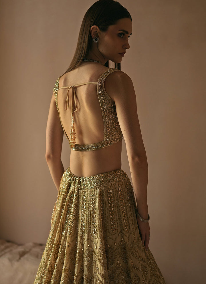 Champagne Gold Embroidered Bridal Lehenga Angad Singh - Fabilicious Fashion